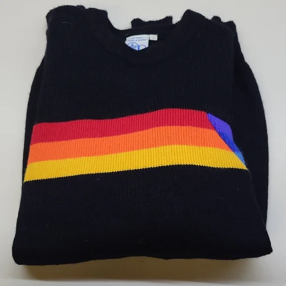 OP Black Sweater with Multicolor Stripe - Picture 1 of 6